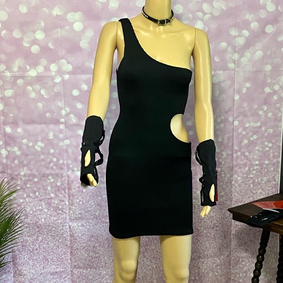 🥀TRIPP NWT serpent dress, stretches, open on side to back, one shoulder goth - Picture 2 of 14